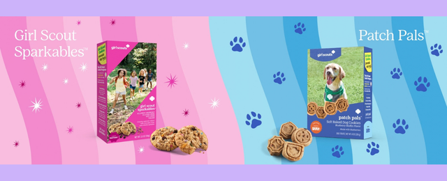 Images of the packages of the new online Girl Scout Cookies