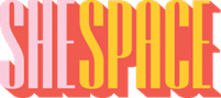 Logo that says SheSpace in pink and yellow